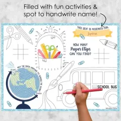 Big Dot of Happiness Back to School - Paper First Day of School Classroom Decorations Coloring Sheets - Activity Placemats - Set of 16