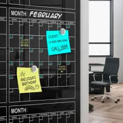 SCRIBBLEDO Yearly Black Wall Calendar Glass Dry Erase Board 34"x46"  Magnetic Glass Whiteboard Planner for Home Office & Classroom