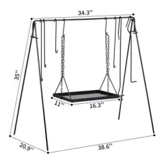 NAYSAYE Grill Racks Grill Swing Campfire Grill Stand with Adjustable Height for Outdoor Cooking, Black, 38.6"*20.9"*35"