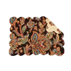 C&F Home Dorothy Autumnal Brown Quilted Scalloped Paisley Floral Placemats Set of 6, 13" x 19"
