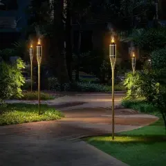 Sorbus 48" Bamboo Outdoor Tiki Torches (Set of 12) - Decorative Garden & Backyard Lights