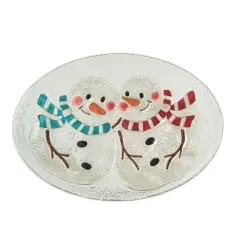 Transpac 18.5 in Multicolor Christmas Fused Snowman Platter Perfect for Holiday Serving and Festive Decor