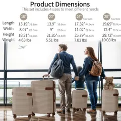 Gulches 4 Piece Luggage Set Suitcase Set, ABS Hard Shell Lightweight Expandable Travel Luggage with 4 Packing Cubes, TSA Lock, (16/20/24/28)