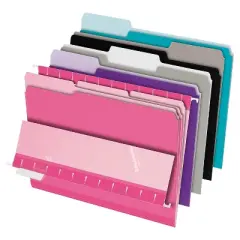 Pendaflex Interior File Folders 1/3 Cut Top Tab Letter Pastel Assortment 100/Box 421013ASST2