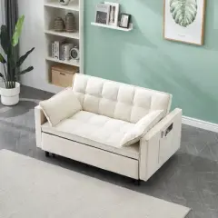 NicBex Modern Velvet Loveseat Convertible Sleeper Sofa Bed with Adjustable Backrest,Upholstered Deep Seat Sofa Couch for Living Room,Apartment