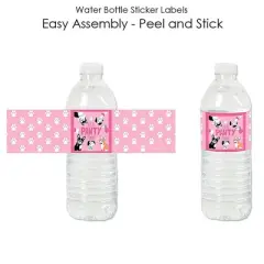 Big Dot of Happiness Pawty Like a Puppy Girl - Pink Dog Baby Shower or Birthday Party Water Bottle Sticker Labels - Set of 20