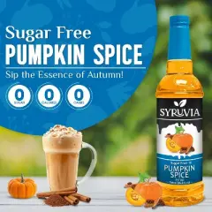 Syruvia Sugar Free Pumpkin Spice Syrup - 25.4 fl oz. Premium Flavoring Syrup For Coffee