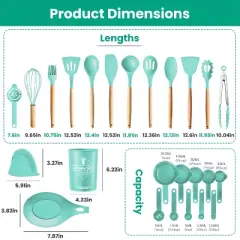 KTMBDW 35Pcs Kitchen Cooking Utensils Set Spatula Set Baking Utensil Set Kitchen Accessories with Holder Egg Whisk Separator Tong Turner Spoons Cups
