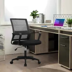 FDW Office Chair Mid-Back Mesh Desk Chair with Lumbar Support  Adjustable Height and Armrests Perfect for Gaming or Home Office Use
