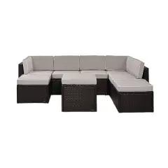 Palm Harbor 8pc All-Weather Wicker Patio Seating Set - Gray - Crosley
