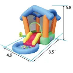 Pogo Bounce House Backyard Kids Rainbow Playhouse Inflatable Bounce House with Slide