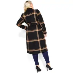 Women's Plus Size Checkmate Coat - caramel | CITY CHIC
