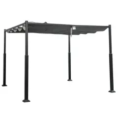 Costway 10' x 10' Outdoor Pergola with Retractable Canopy Heavy-Duty Metal Columns