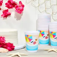 Sparkle and Bash 16 Pack Plastic Beach Party Tumbler Cups (16 oz)