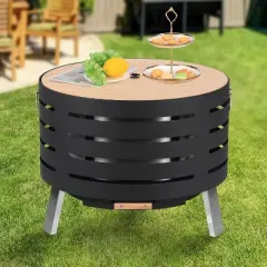 Acekool 26" Smokeless Fire Pit - 360&deg; Airflow Dual Burn Technology with Ash Pan & Spark Screen for Outdoor Gatherings (Black)