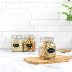 JoyJolt Airtight Glass Jars Storage Cannister with Silicone Seal Lids - Set of 3 - 32 oz.