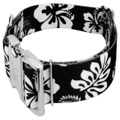 Country Brook Petz 1 1/2 Inch Premium Black Hawaiian Dog Collar