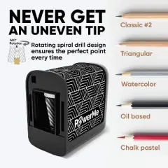 PowerMe Electric Pencil Sharpener - Battery Powered For Colored Pencils, Ideal For No. 2