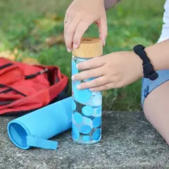 GROSCHE VENICE Eco-Friendly Glass Water Bottle with Bamboo Lid & Protective Sleeve 