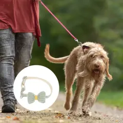 Unique Bargains Durable Bow Pet Bell Collar Light Green 1 Pc