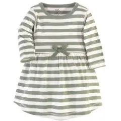 Touched by Nature Baby and Toddler Girl Organic Cotton Long-Sleeve Dresses 2pk, Poinsettia