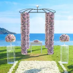 Tangkula Birdcage Shape Garden Arch 9.4 x 6.8FT Heavy Duty Arch Trellis with Hanging Hook for Climbing Plants