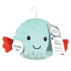 Luvable Friends Dog 2-in-1 Crinkle, Squeaker Dog Toy, Puffer Fish, One Size