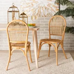 2pc Wina Rattan Dining Chair Set Natural/Brown - bali & pari