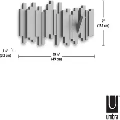 Umbra Sticks Multi Hook Coat Rack Modern Unique, Space-Saving Coat Hanger with 5 Flip-Down Hooks Gray