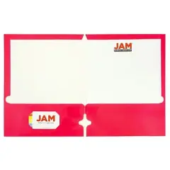 JAM 6pk 3 Hole Punch 2 Pocket Glossy Paper Folder - Pink