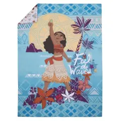 Disney Moana Free as the Ocean Aqua, Purple, Orange and White Tropical 4 Piece Toddler Bed Set