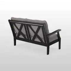 Braxton Outdoor Deep Seating Loveseat with Cushion Black/Gray - POLYWOOD