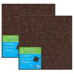 Flipside Products Dark Cork Tiles, 12" x 12", 4 Per Pack, 2 Packs