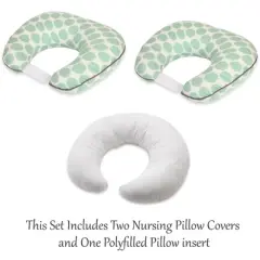 Bacati - 3 pc Ikat Zigzag Mint Dots Muslin Hugster Feeding & Infant Support Nursing Pillow Nursing Pillow with Insert