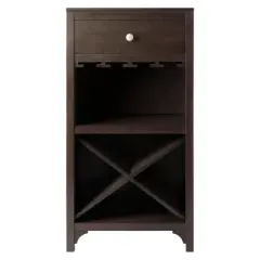 X-Shelf Drawer Wine Cabinet Wood/Coffee - Winsome