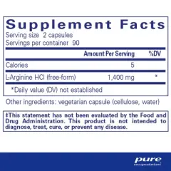 Pure Encapsulations L-Arginine - 1,400 mg - Support Nitric Oxide Production - Heart Health & Blood Flow - Gluten Free & Non-GMO