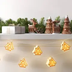 8ct LED Battery Operated Christmas Gingerbread Houses Novelty String Lights Warm White with Clear Wire - Wondershop&trade;