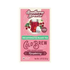 Southern Breeze Decaf Cold Brew Sweet Tea Raspberry Iced Tea with 20 Individually Wrapped Tea Bags, Pack of 4