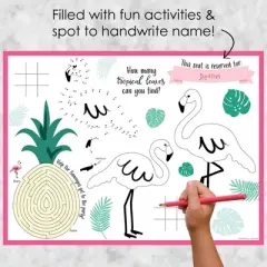 Big Dot of Happiness Pink Flamingo - Party Like a Pineapple - Paper Tropical Summer Birthday Party Coloring Sheets - Activity Placemats - Set of 16