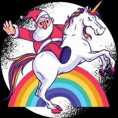 Men's Design By Humans Christmas Cartoon Santa Riding A Unicorn By rasok Tank Top