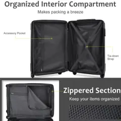 Kumasinova 20"Hardshell Luggage Set with 2 Mesh Bags,Durable ABS Carry-On Suitcase with TSA Lock,Airline-Approved Spinner Luggage