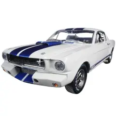 1965 Ford Mustang Shelby GT350R White w/Blue Stripes w/Carroll Shelby's Signature on the Roof 1/18 Shelby Collectibles