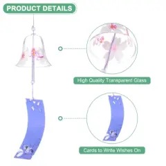 Unique Bargains Handmade Outdoor Glass Style Wind Chimes White Purple 1 Pc