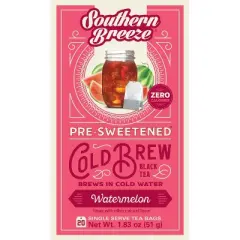 Southern Breeze Cold Brew Sweet Tea Watermelon Iced Tea with 20 Individually Wrapped Tea Bags, Pack of 4