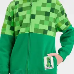 Boys' Minecraft Creeper Character Hooded Sweatshirt - Green