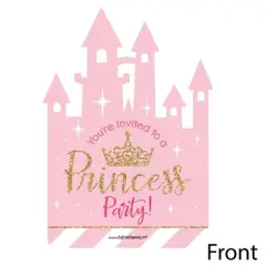 Big Dot of Happiness Little Princess Crown - Shaped Fill-in Invitations - Baby Shower or Birthday Party Invitation Cards with Envelopes - Set of 12