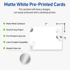 Avery Rectangle Invitation Cards, Floral Design, 5" x 7", 20ct