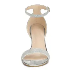 Perphy Women's Glitter Ankle Strap Stiletto Heels