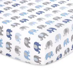 The Peanutshell Fitted Crib Sheets - Blue and Gray Elephant - 2pk
