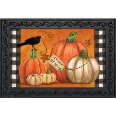 Briarwood Lane Rustic Pumpkins Fall Doormat Primitive Crow Indoor / Outdoor 30" x 18"